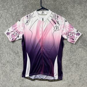 Santic Cycling Jersey Womens Large Pink Purple Floral Full Zip Barbiecore Sporty